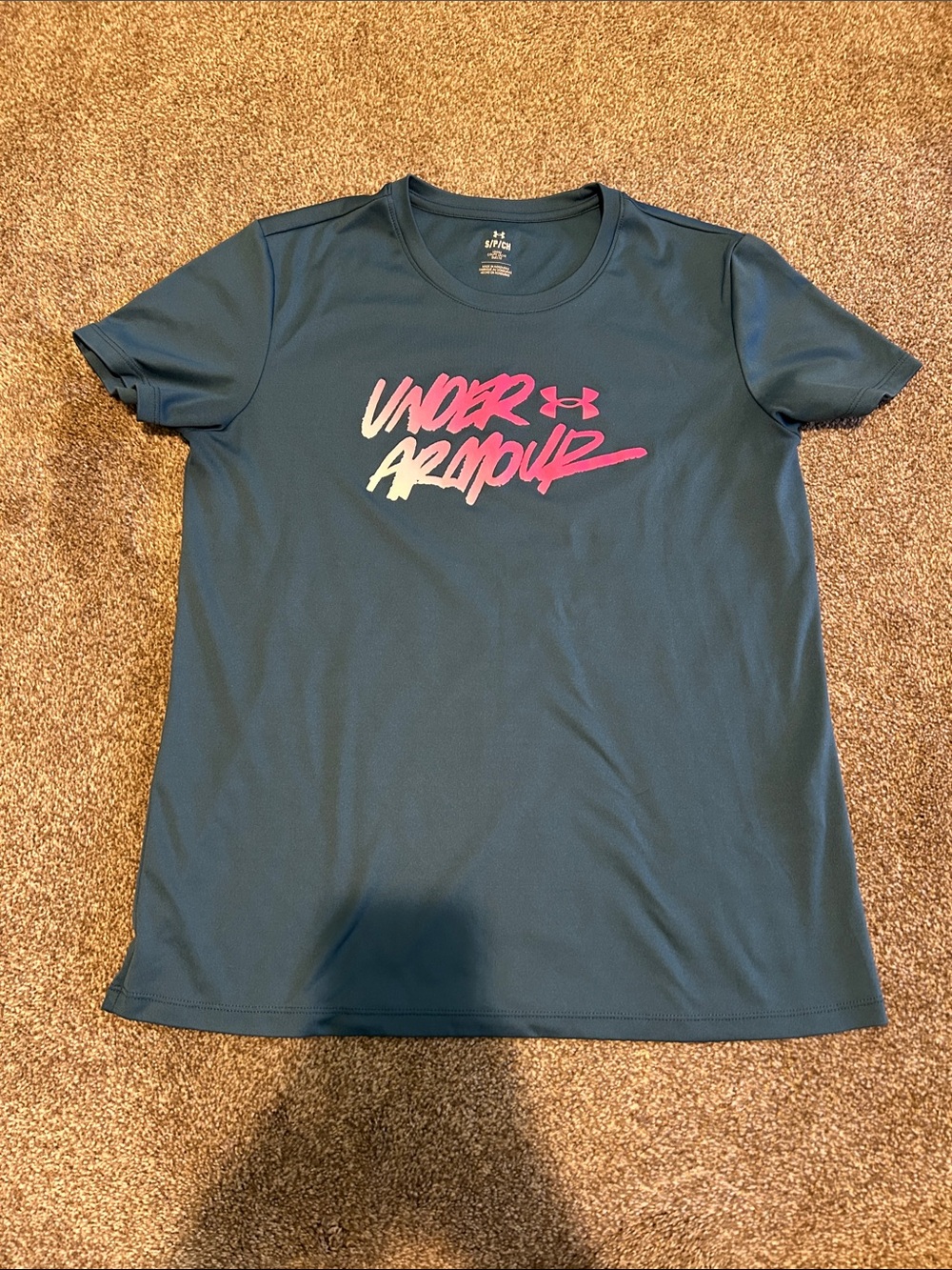 Under Armour Teal Script Logo Performance Tee